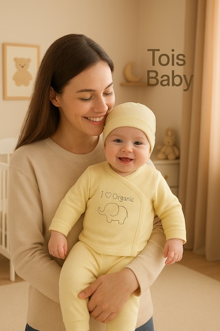 3 Lü Avantajlı Set Hediyelik Organik Hastane Çıkışı Bebek Takımı 0-3 Ay Beyaz, Mavi, Sarı