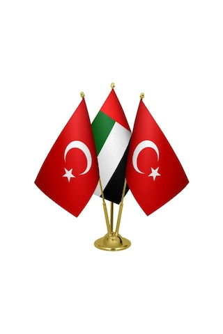 Masa Üstü Birleşik Arap Emirlikleri Bayrağı Türk Bayrağı Üçlü Pir