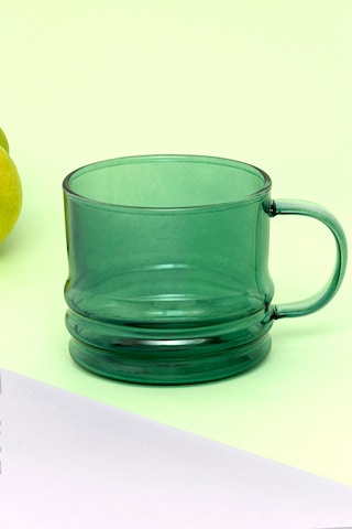 Glass In Love Renkli Kulplu Cam Bardak - Bombeli / Yeşil