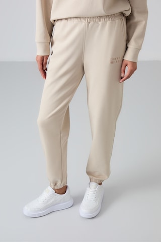 Tommy Life Bej Basic Pamuklu O Yaka Oversize Lastik Paça Kadın Eşofman Takım - 95287 Bej