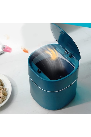 Pazly--mini Çöp Kutusu Masaüstü Çöp Kutusu, Basılarak Açılan Kapaklı Küçük Masa Üstü Kutusu Ev Için Zarif Yuvarlak Köşe Kağıt Kutusu