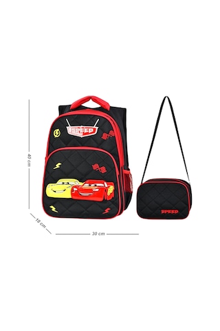 Waddell İlkokul Sırt Çantası ve Beslenme Çantası Arabalar Siyah