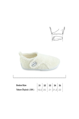 Gezer Kışlık Kız Çocuk Peluşlu Rahat Taban Cırt Cırtlı Ayarlanabilir Ev Okul Kreş Panduf Ayakkabı Ga2kfm.03422.01.018.0a Beyaz