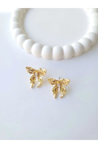 Çelik Gold Kelebek Küpe Sevgiliye Hediye Altın