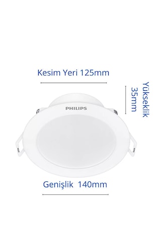 Philips Eridani Dl190b 10w 125mm Delik Çapı 6500k Beyaz Işık 850 Lümen Spot Beyaz