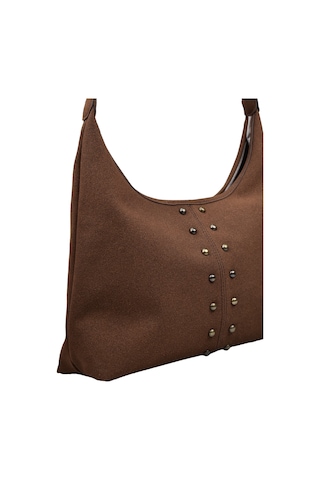 Kadın Zımba Detaylı Süet El Ve Omuz Çantası - Acı Kahve Acı Kahverengi