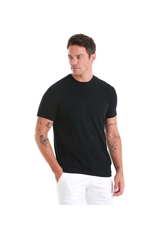 Hatemoğlu Lacivert Regular Fit Jakarlı Bisiklet Yaka Tişört 35102024c004 005 Lacivert