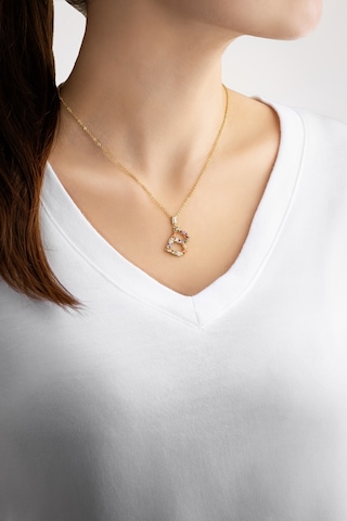 So Chic Mini B Harfi Günışığı Renkli 18 Ayar Sarı Altın Kaplama 45 CM Gümüş Kolye