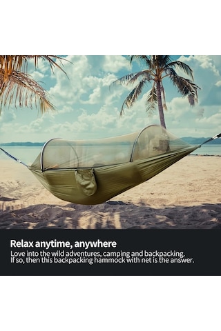 Maxaccess İki Kişilik Asılı Hamak 661 Lb Askeri Yeşil Taşıma Askısı+kilit Haki