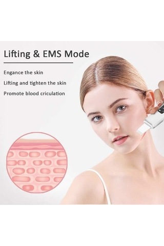 Ultrasonik Cilt Akne Siyah Nokta Yüz Masajı Iyon Cilt Bakımı Cihazı Lıvaqs Beyaz