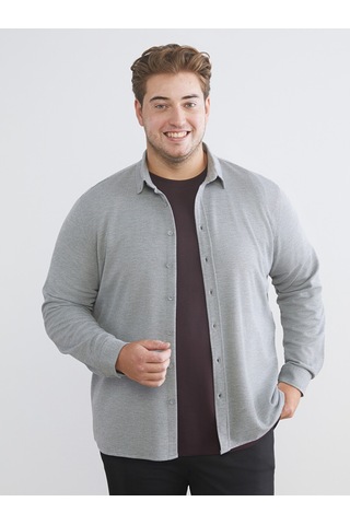 Lcw Vision Gri Büyük Beden Slim Fit Uzun Kollu Erkek Gömlek