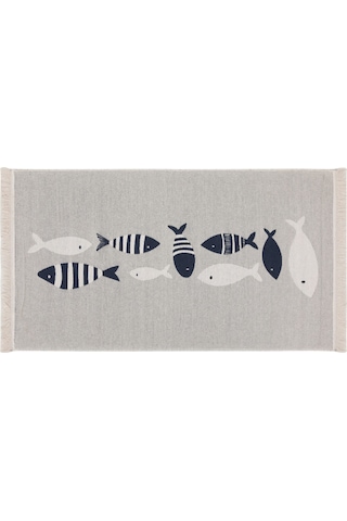 Mudo Home Larıssa Çizgili Fısh Kilim Lacivert Beyaz 80x150 Diğer