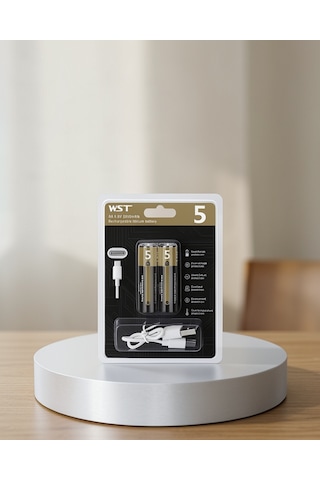 Aa Usb Type-c Şarj Edilebilir Pil, 1.5v Sabit Voltaj, 1000+ Döngü