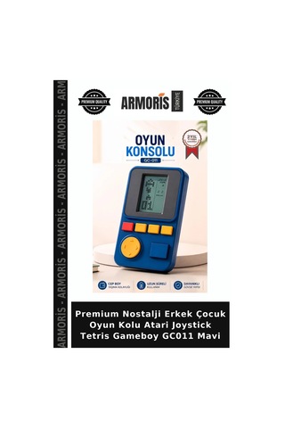 Premium Nostalji Erkek Çocuk Oyun Kolu Atari Joystick Tetris Gameboy Gc011 Mavi