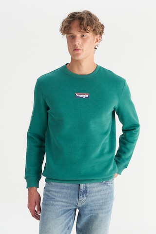 Wrangler Regular Fit Normal Kesim Bisiklet Yaka İçi Polarlı Yeşil Sweatshirt