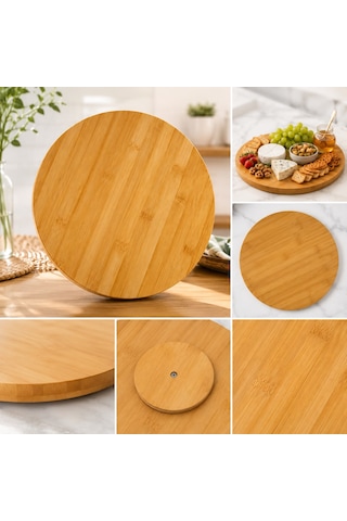 Bambu 360 Derece Dönen Yuvarlak Sunum Tepsi 30 Cm