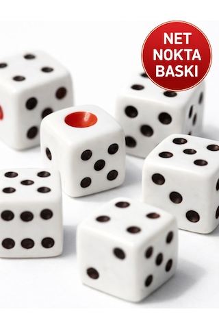 6 Lı Set 10.5 Mm Okey & Tavla Zarı Net Noktalı Dayanıklı Okey & Tavla Zarları