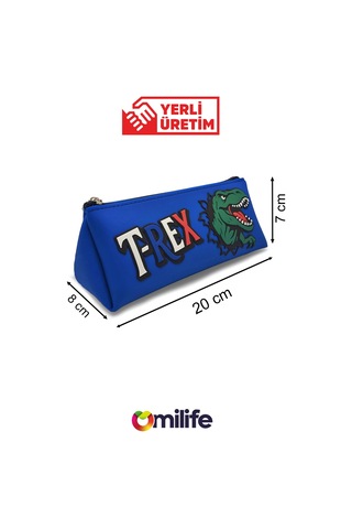 T-rex Tasarımlı Pvc Kalem Kutusu Dayanıklı Silikon Yapı, Çocuklar İçin Şık Ve Kullanışlı Saklama Kutusu, Çevre Dostu Ve Uzun Ömürlü Lacivert