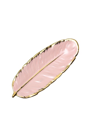 Kangvka Pembe Küçük Seramik Kanat Desenli Gümüş Kenarlı Mutfak & Dekoratif Saklama Tabağı Meyve, Atıştırmalık, Tatlı, Mücevher