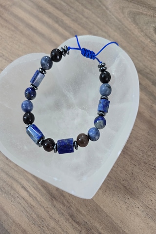 Lapis Lazuli, Sodalit, Akik, Hematit Doğaltaş Bileklik Lacivert