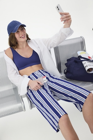 Penti Lacivert Vacation Striped Şort Pijama Altı