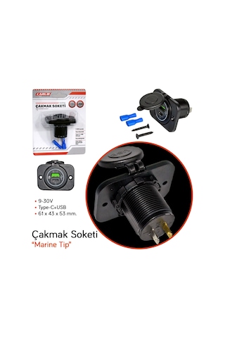 Carub Çakmak Soketi 9-30v Marine Tip Type-c+usb Br1700814