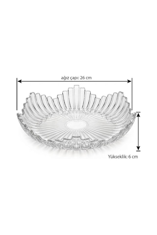 Melody Yuvarlak Cam Tepsi Sunumluk Meyvelik 26 Cm Şeffaf