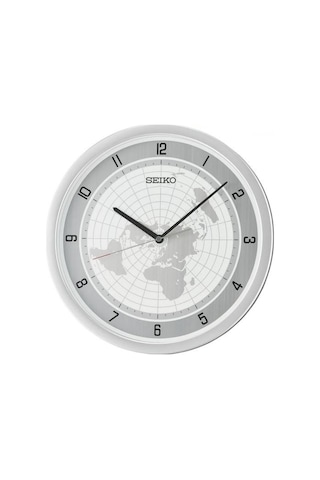 Seiko Qxa814a Metalik Renkli Plastik Kasa Dünya Haritası Sessiz Saniyeli Duvar Saati Çok Renkli