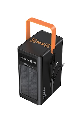 7go Gpw-05 80.000mah Solar Powerbank 4xusb-a, Qualcomm 3.0 Hızlı Şarj, Dahili Lightning & Usb-c Ka Siyah
