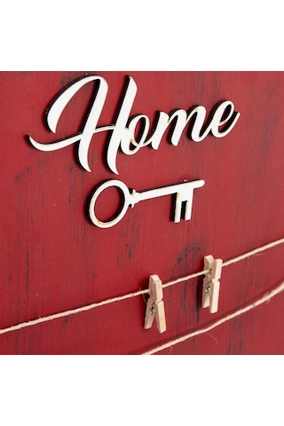 Dekoratif Home Keys Ahşap Resimlik Ve Notluk Kırmızı