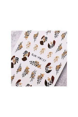 Nailist Floral Çiçekli Seri - Altın Yaldızlı Yapışkan Tırnak Sticker Nail Art Tırnak Dövmesi 10919617