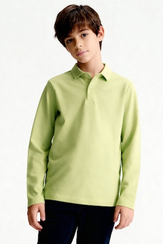 Tommylife Açık Yeşil Polo Yaka Basic Uzun Kollu Erkek Çocuk T-shirt - 11170 AÇIK YEŞİL