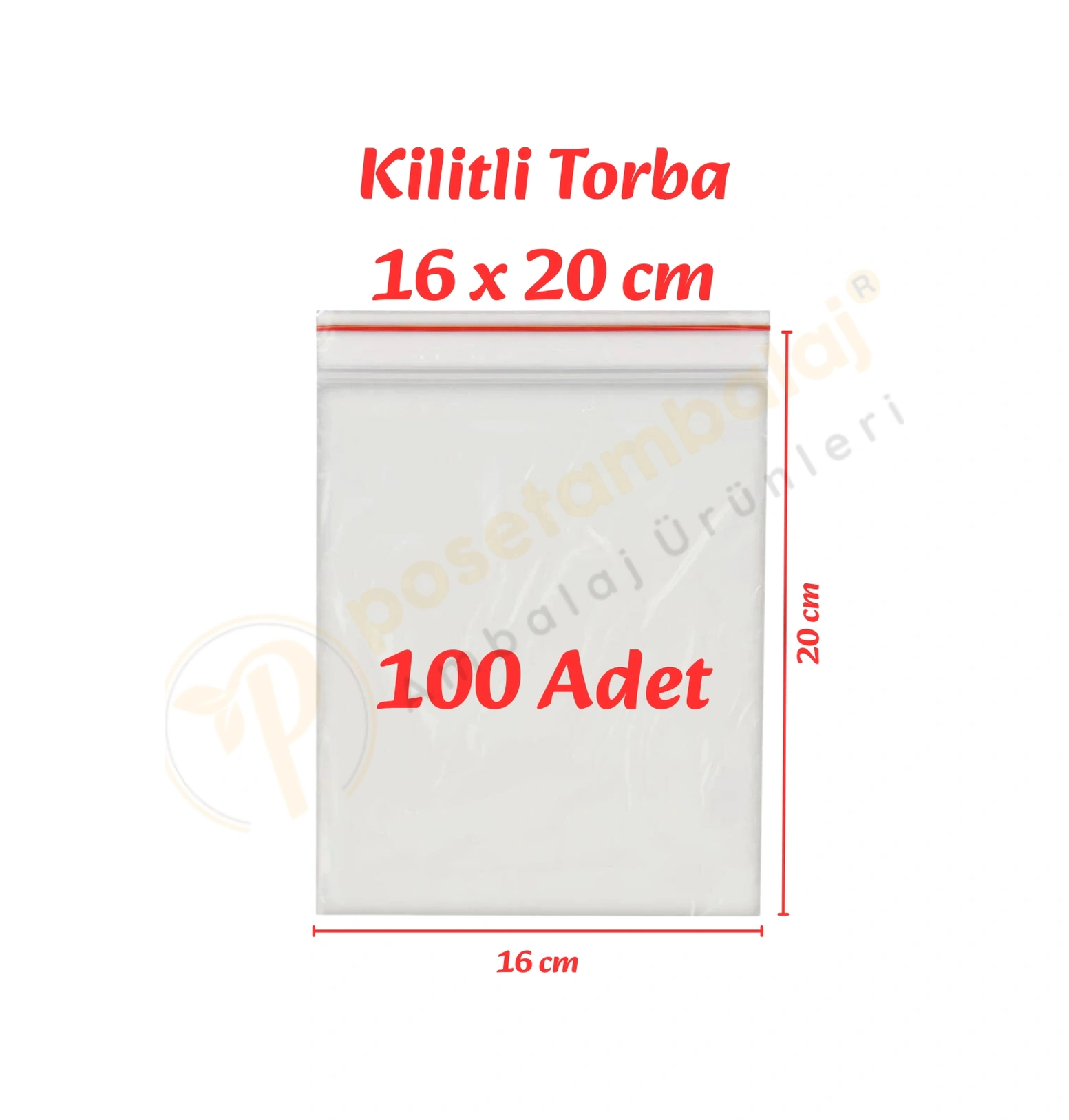 16x20 Cm. Kilitli Torba 100 Adet