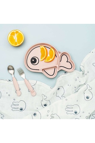 Done By Deer - Sea Friends - Paslanmaz Çelik Çatal Ve Kaşık Seti - Pembe