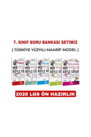 Sinan Kuzucu Yayınları 7. Sınıf Meb Böyle Sorar Soru Bankası Seti ( 2028 LGS ÖN HAZIRLIK - TÜRKİYE YÜZYILI MAARİF MODEL - SON GÜNCEL BASKI )