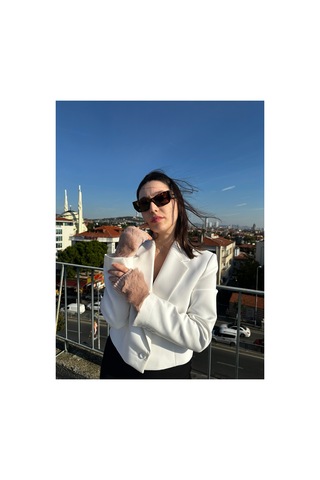Mollycrush Kadın Peluş Detaylı Yarım Parmak Kışlık Eldiven Sıcak Tutarlı Şık Tasarım Pudra