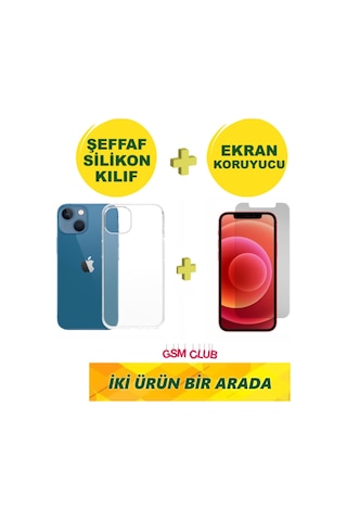 Apple iPhone Uyumlu 12 Şeffaf Silikon Premium Kılıf + Kırılmaz Ekran Koruyucu Temperli Cam