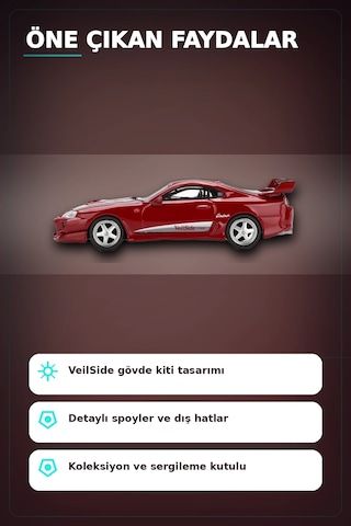 Diecast 1/64 Veilside Combat V-ı Toyota Supra Kırmızı Model Araba - Tekli Kutu Bx-313405