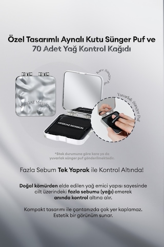 Muzigae Mansion Mirror Oil Paper Özel Tasarımlı Aynalı Kutu Sünger Puf ve Yağ Kontrol Kağıdı 50 Adet