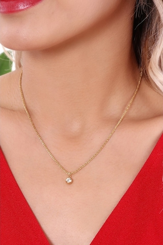 Kadın Göz Taşlı Zincir Kolye Çelik