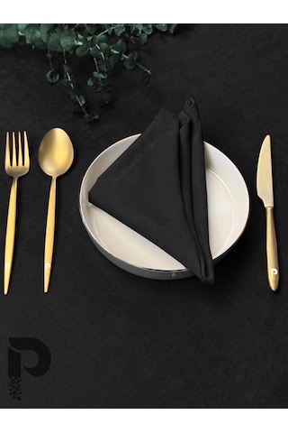 Siyah Kumaş Peçete Daily Serisi Kadife Görünümlü Siyah