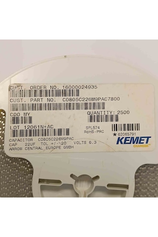 C0805c226m9pac7800 22mf 6.3v 805 Smd Seramik Kondansatör 35 Adet 37461124