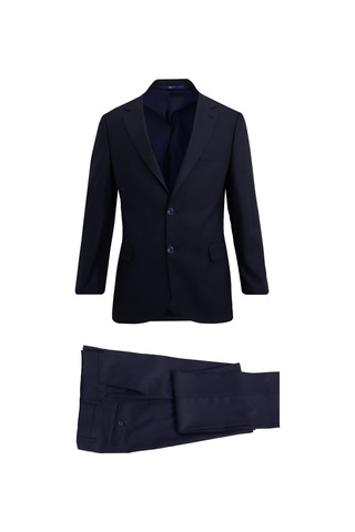 Uki Lacivert Comfort Fit , Mono Yaka, 2 Düğme Çift Yırtmaç Çizgili Klasik Takım Elbise