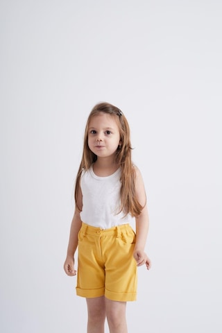 Oliventhekid Taşlı Detaylı Kız Çocuk Şort Sarı Sarı