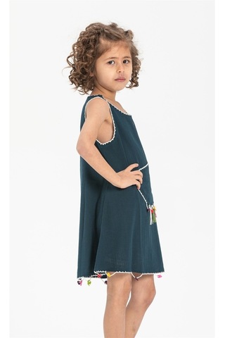 Mine Şile Bezi Çocuk Elbise Petrol Ptrl