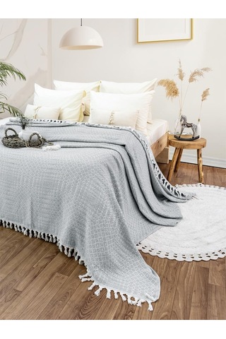 Battaniye Pamuk Riona 180x200 Cm Gri