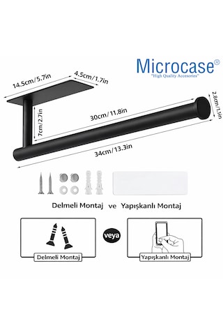 Microcase Çok Amaçlı Mutfak Banyo Tuvalet Paslanmaz Çelik Kağıt Havluluk Al5447 Gümüş