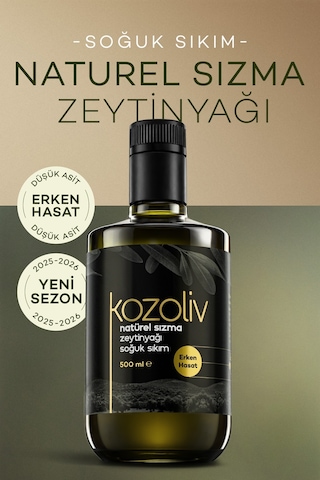 Kozoliv Erken Hasat Soğuk Sıkım Naturel Sızma Zeytinyağı Cam Şişe 500 ML