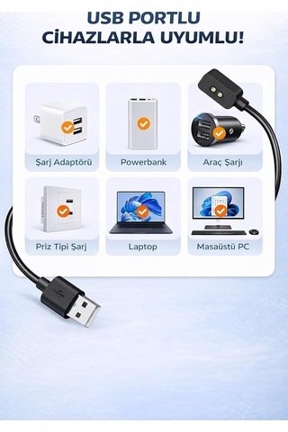 Lexroo Redmi İle Uyumlu Watch 3/4/5/5 Active / 5 Lite Uyumlu Akıllı Saat Usb Şarj Aleti Kablosu Standart