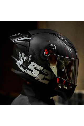 Ls2 Rapıd 2 Race Clawn Kapalı Motosiklet Kaskı Gri Camlı Siyah